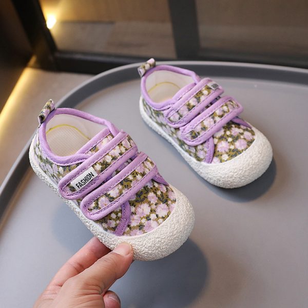 Korean version of children's floral canvas shoes - Image 3